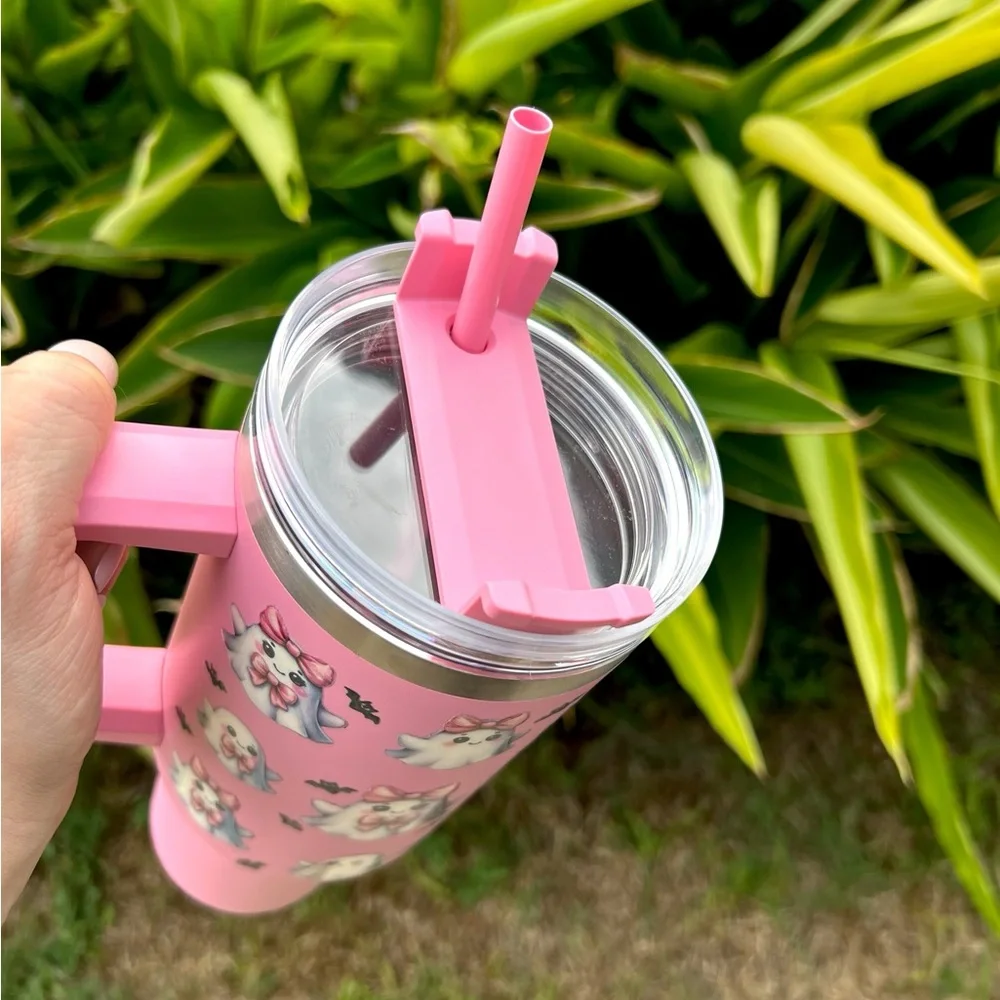 Pink Ghost Pattern Tumbler - Picture 3 of 3